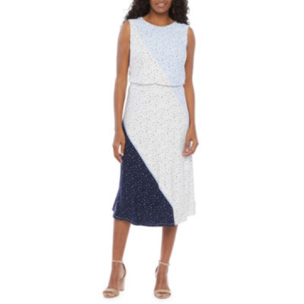London Times Size 2 Sleeveless Midi Fit & Flare Dress